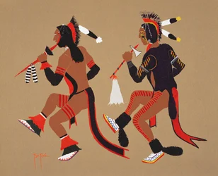 Koirasotilaiden tanssi (pochoir print)